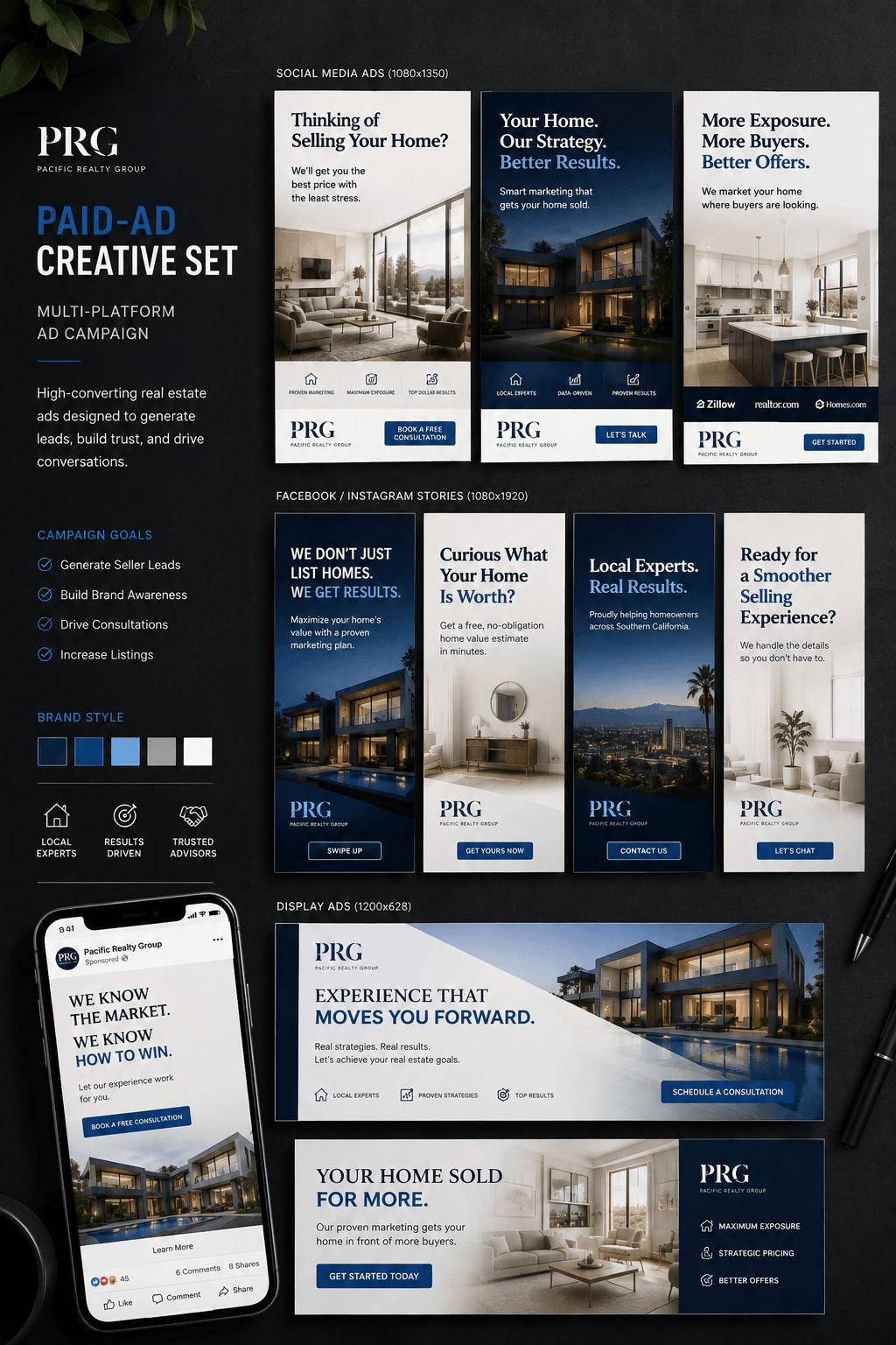 Paid Ad Creative Set — Graphic Design work for Pacific Realty Group